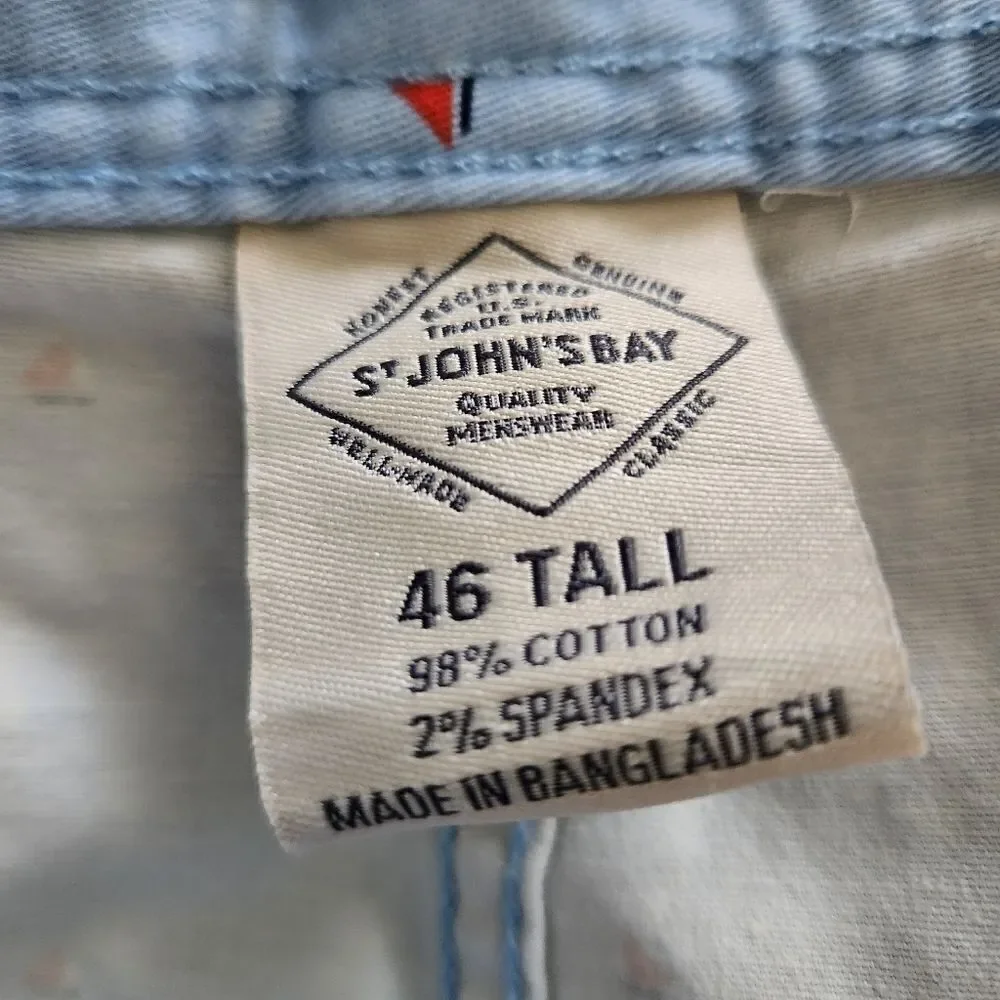 St. John's Bay Mens Flat Front Comfort Stretch Knee Length Shorts 46 Tall